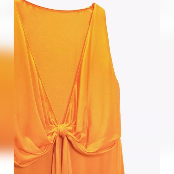 ZARA Draped Orange dress NWT - Picture 8 of 16